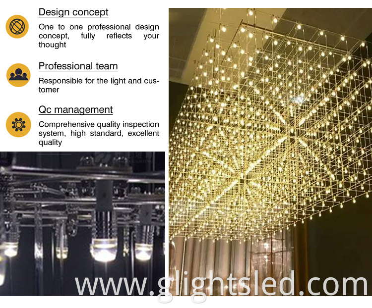 New Design Good Quality Luxury Custom Stainless Steel Modern Hanging Chandelier Pendant Light